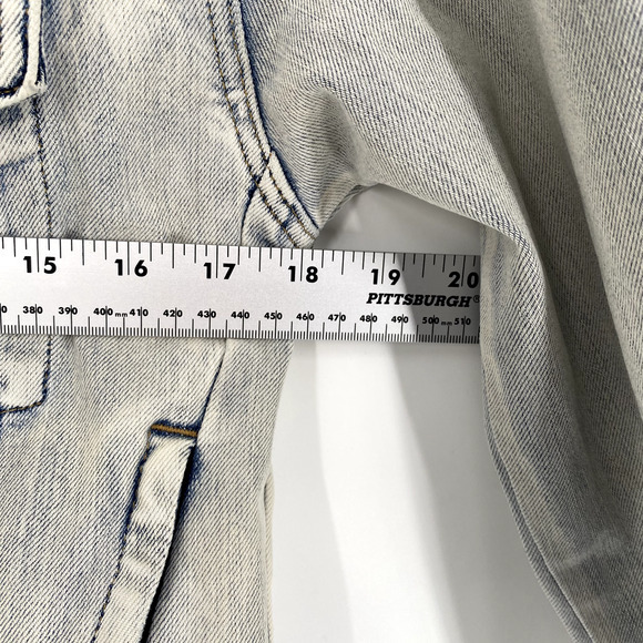 Athleta Double Time Denim Jacket Hooded Vest Combo Womens Sz S Acid Wash/Black - Picture 8 of 16